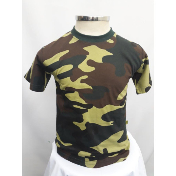 Camiseta Infantil camuflado verde frente