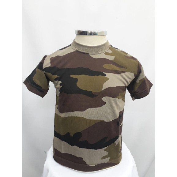 Camiseta Infantil camuflado marrom frente