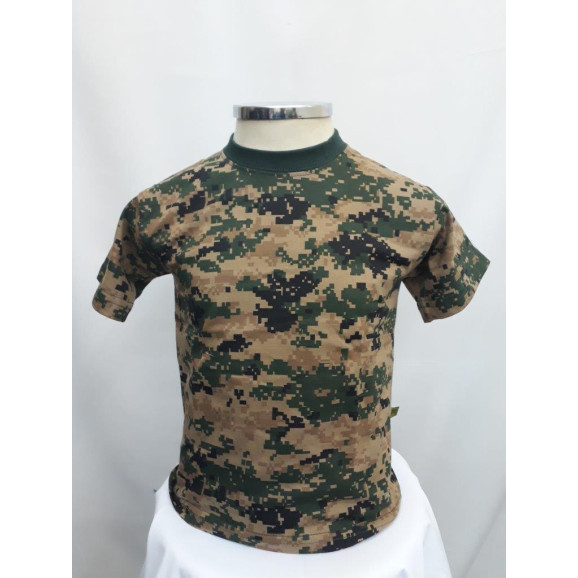 Camiseta Infantil Camuflado Digital Marpat Woodland frente