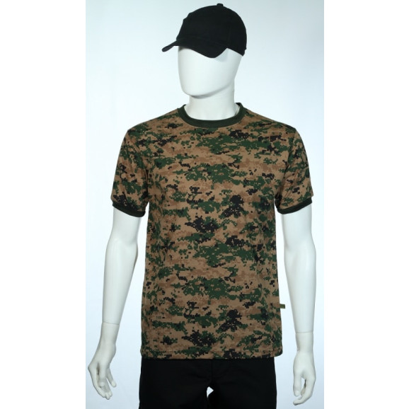 camiseta camuflado digital marpat woodland manga curta frente