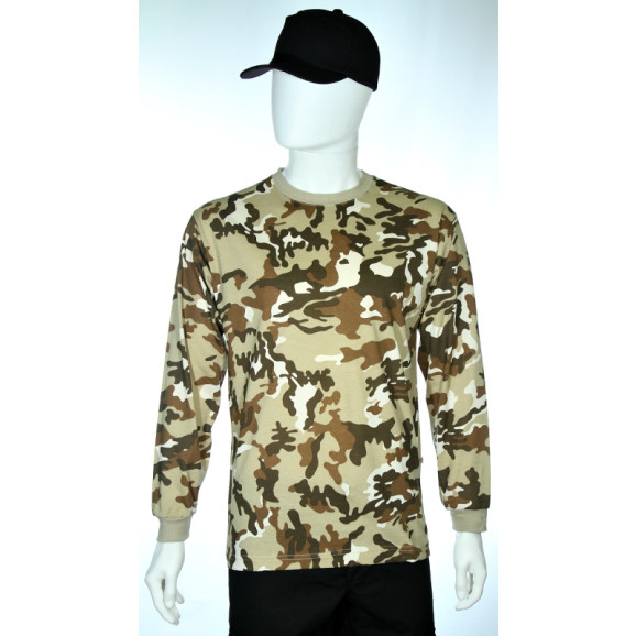 camiseta camuflado deserto manga longa frente