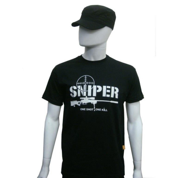 camiseta sniper preta manga curta frente