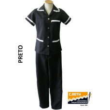 Uniforme De Copeira Preto com Bordado Inglês Branco