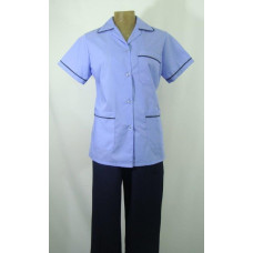 Uniforme De Copeira Azul Celeste com Vivo Marinho