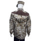 jaqueta militar m65 digital deserto costas com capuz aberto
