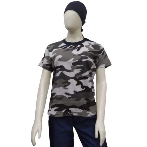 babylook camuflado cinza frente