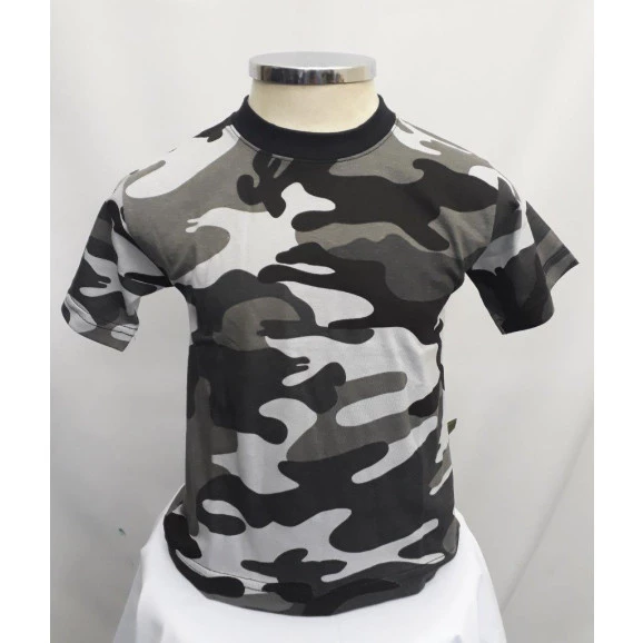 Camiseta Infantil Camuflado cinza frente
