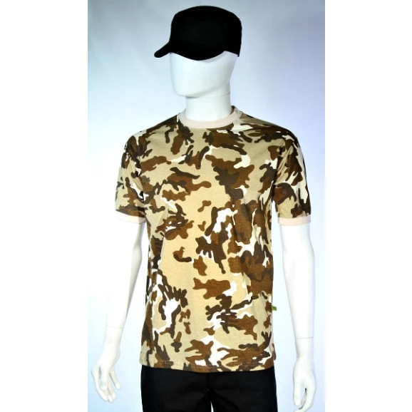 camiseta camuflado deserto manga curta frente