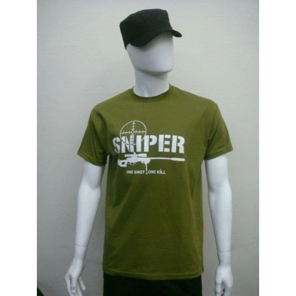 camiseta sniper verde oliva manga curta frente com calça