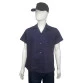 camisa profissional gola e botões azul marinho frente