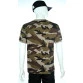 camiseta camuflado marrom manga curta costas 